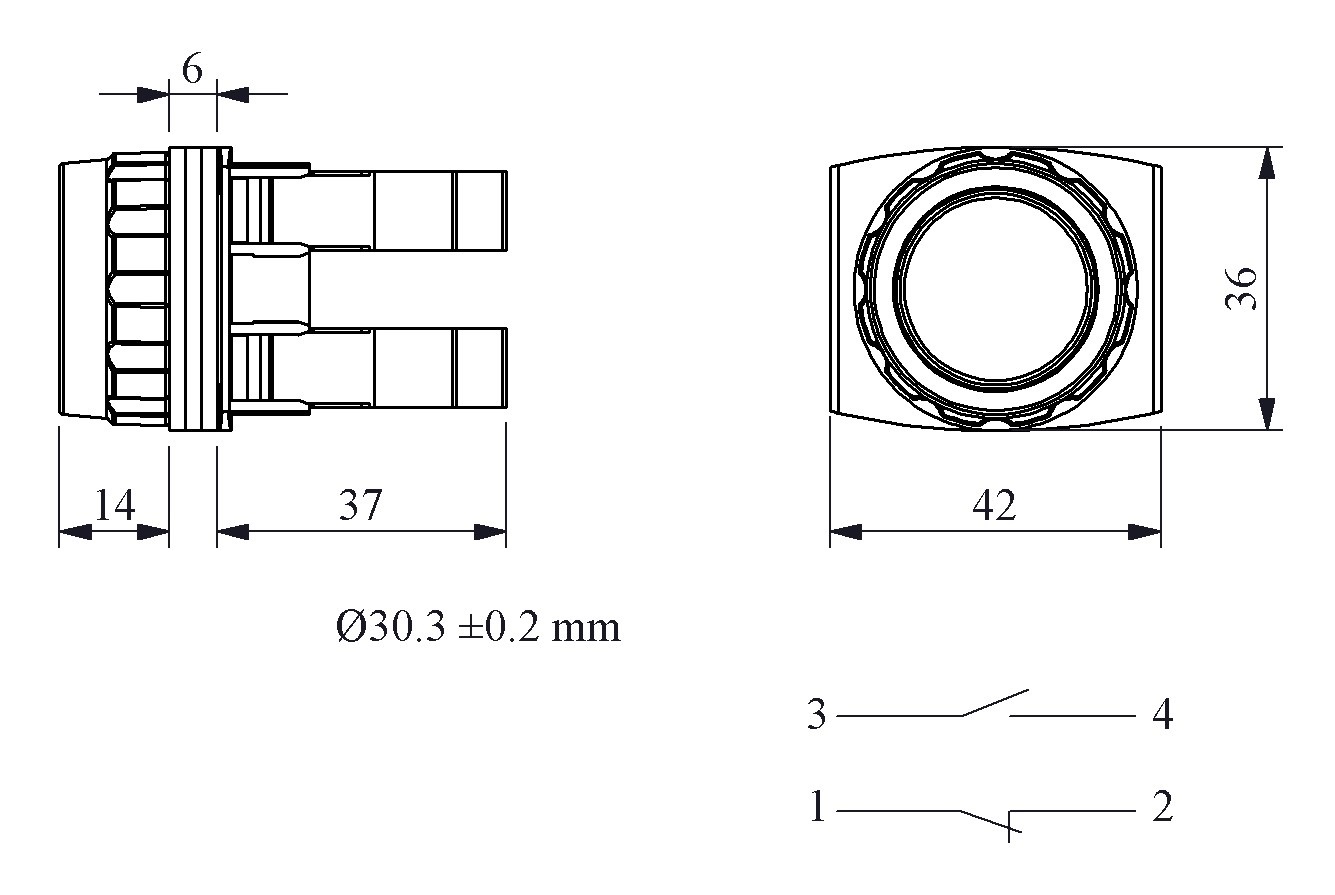 H102DH, Кнопка нажимная серии H, установочный 30 мм. EMAS, цена купить ...