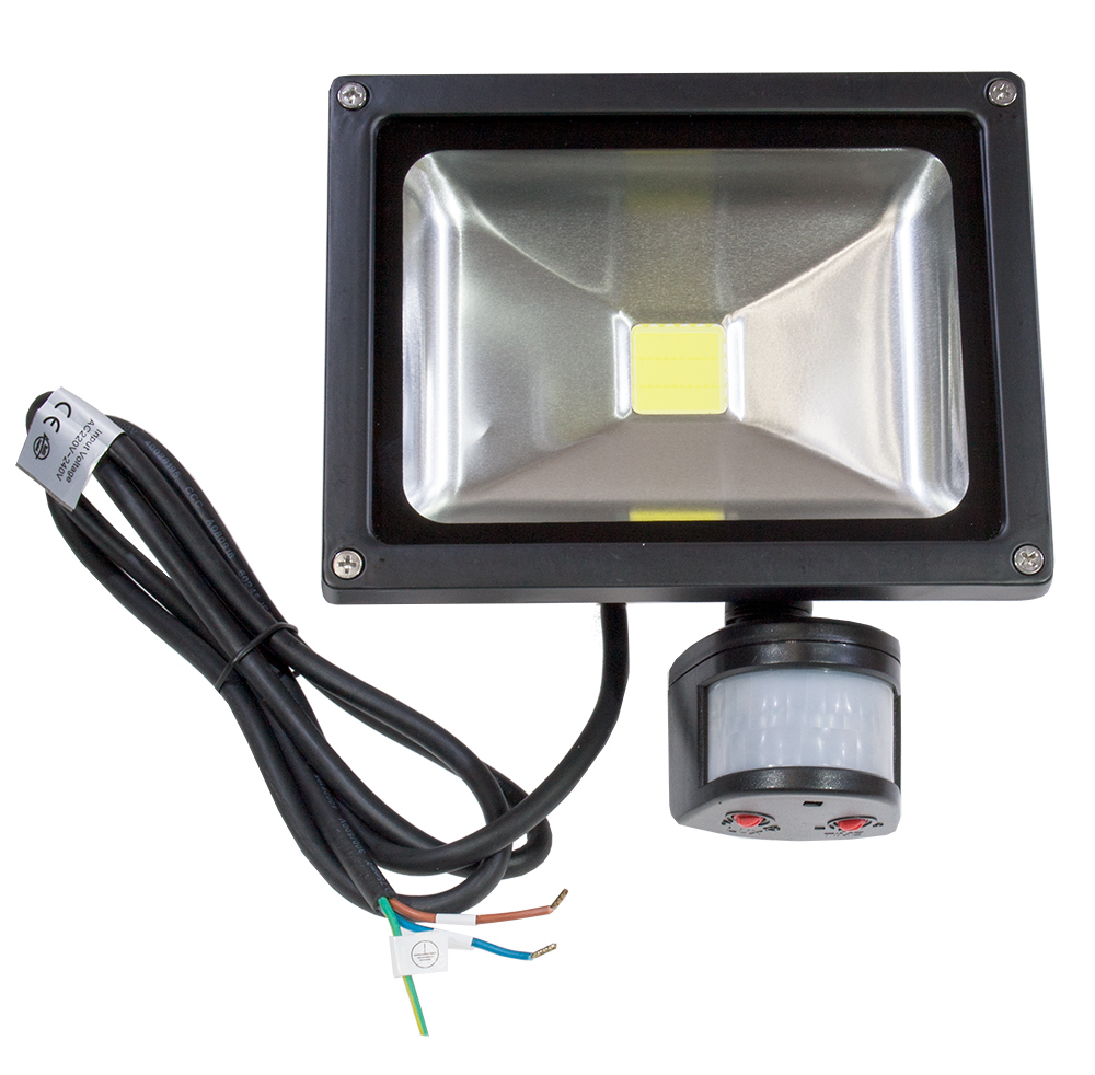 ARL BR-FL-20W-PIR WHITE, Прожектор светодиодный, встроенный датчик и драйвер