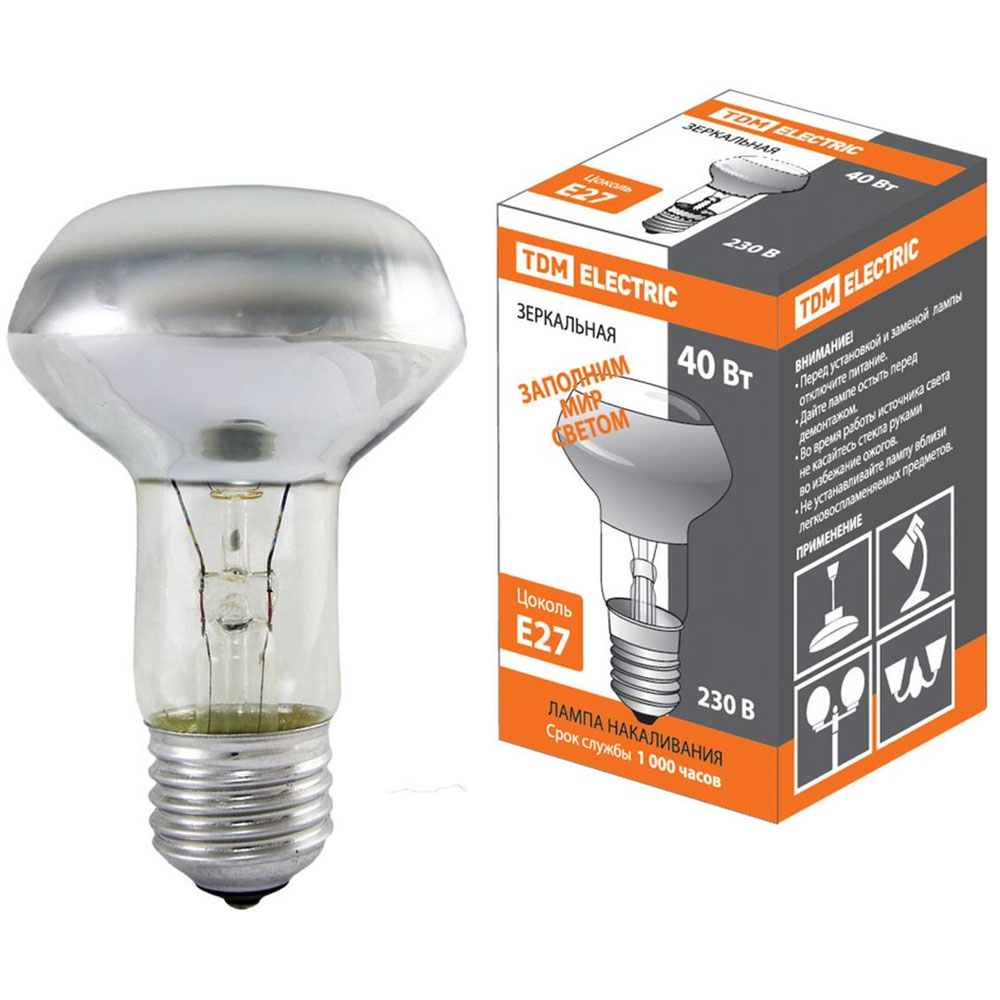 TDM electric SQ0332-0029, R63 40 Вт, лампа накаливания зеркальная 230В Е27