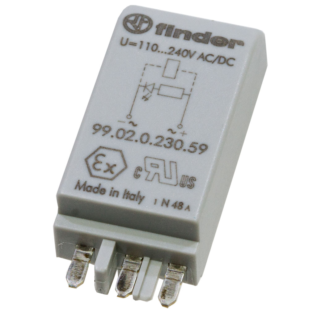 Finder 99.02.0.230.59, Модуль индикации; зеленый LED; 110...240В AC/DC