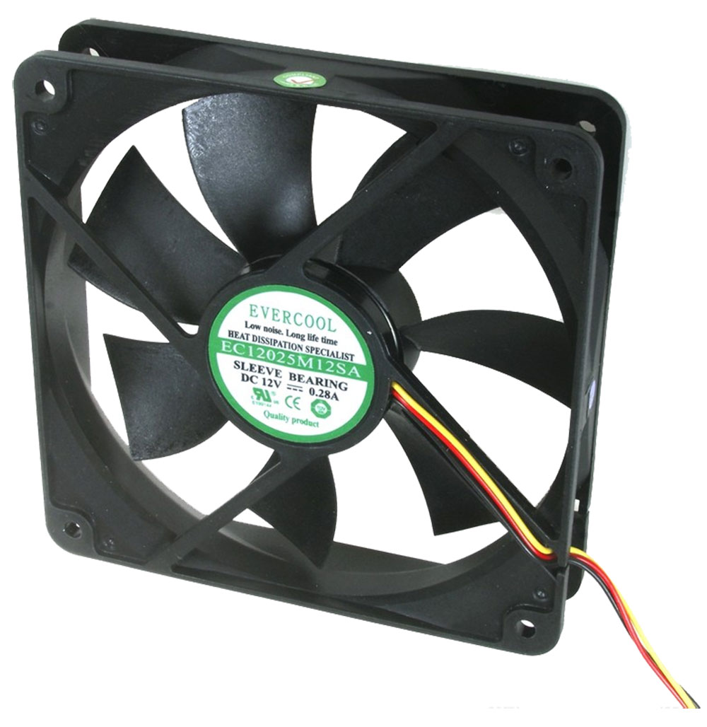 EVERCOOL EC12025M12SA, Вентилятор 12В 120х120х25мм подшипник скольжения 2300 об/мин (3pin) + крепеж