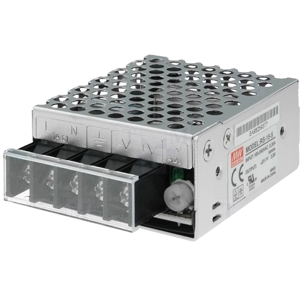 Mean Well RS-15-12,  (замена NES-15-12)AC-DC в кожухе 15Вт, вход 85 264В AC / 125 373В DC, выход 12В/1.3A, 62,