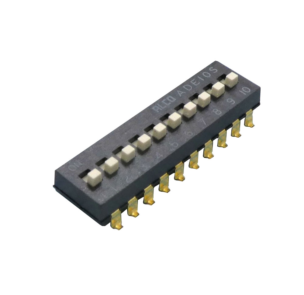 Gangyuan CDM-10-V, DIP переключатель, SMT, 10 poles, расстояние между выводам 2.54мм  10 поз. 2.54мм  =2-1825