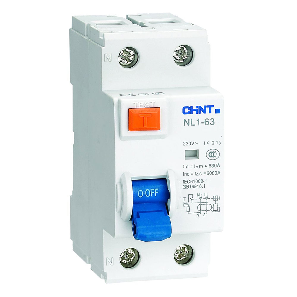 CHINT 200212, УЗО NL1-63 2P 25A 30mA 6kA тип AC (DB)