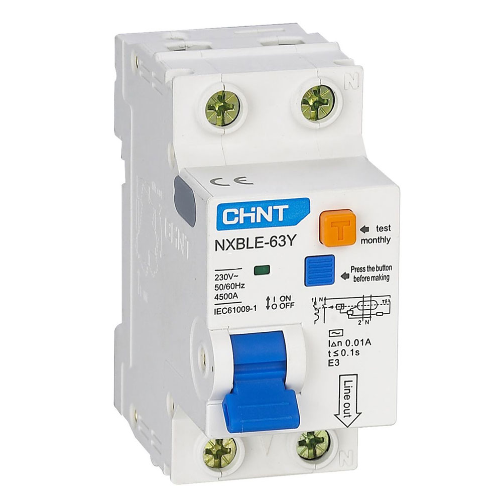 CHINT 105542, Диф. автомат NXBLE-63Y 1P+N 16А 30mA электронный тип AС, х-ка С, 4,5kA
