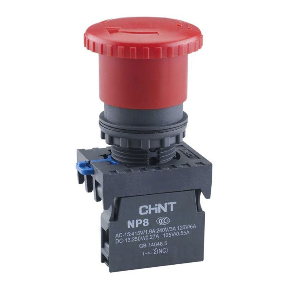 CHINT 667210, Кнопка управления Грибок d40мм NP8-01ZS/14 фикс., красная, 1НЗ, IP65