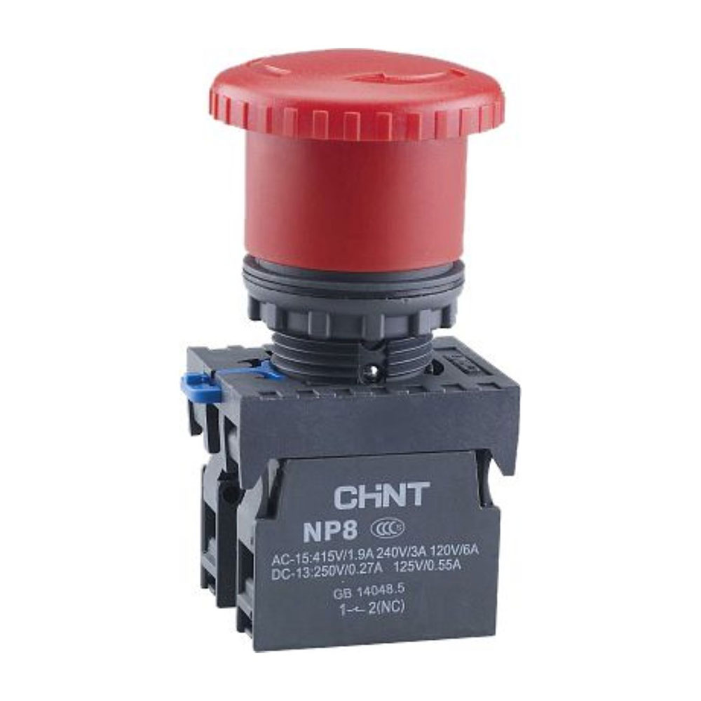 CHINT 667129, Кнопка управления Грибок d40мм NP8-11ZS/14 фикс., красная, 1НО+1НЗ, IP65