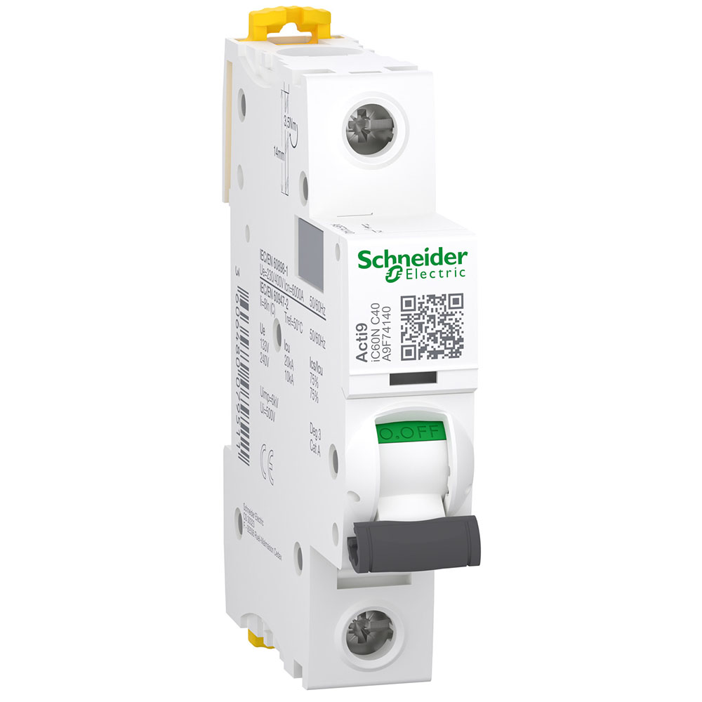 Schneider A9F74140, Автоматический выключатель ACTI9 iC60N 1P 40А С  6кА