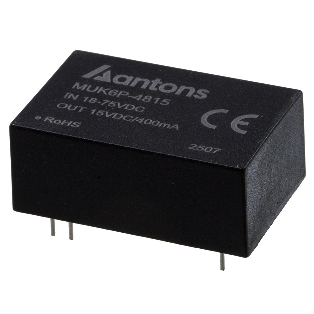 ANTONS POWER MUK6P-4815, =URF4815P-6WR3; DC-DC-преобразователь, регулир, 6Вт, 3кВ, вход 48В, 4:1 (18-75В), выход