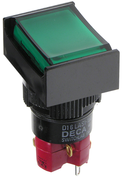 D16LMT2-1ABKG, кнопка без фиксации с LED подсветкой 250В/5А DECA ...