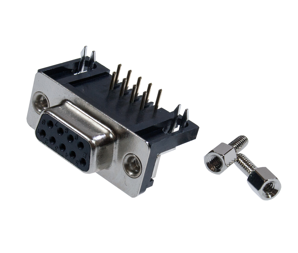KLS DRB-9FB, гнездо D-SUB 9 pin на плату угл. 9.4мм (L-KLS1-515C-09-F-B)