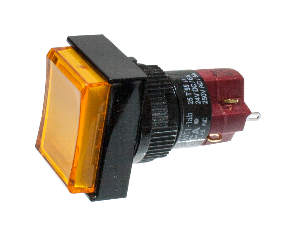 D16LMT1-1ABKY, кнопка без фиксации с LED подсветкой 250В/5А DECA ...