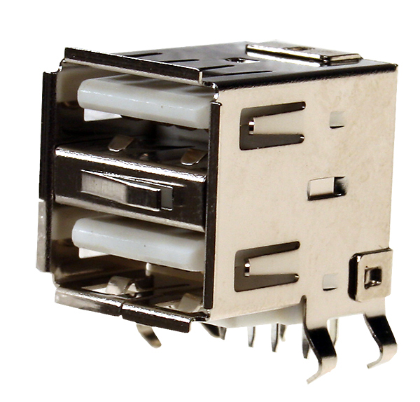 NXU USBA-2J-W, розетка двойная на плату тип А белая (153-W103 USBA-2J)