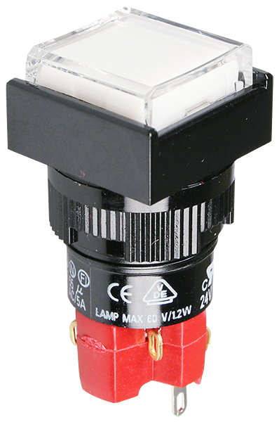 DECA D16LMS1-1ABHW, кнопка без фиксации с LED подсветкой 250В 5А