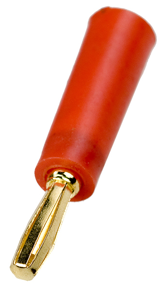 1-624G, штекер банан пластик на кабель d до 4мм винт, красный ...