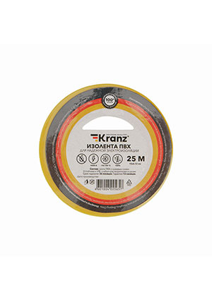 KR-09-2102, Изолента ПВХ 0,13х15 мм, 25 м, желтая KRANZ Kranz
