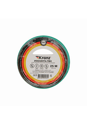 KR-09-2103, Изолента ПВХ 0,13х15мм, 25м, зеленая KRANZ Kranz