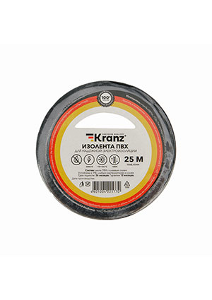 KR-09-2106, Изолента ПВХ 0,13х15мм, 25м, черная KRANZ Kranz