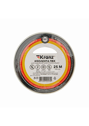 KR-09-2201, Изолента ПВХ 0,13х19мм, 25м, белая KRANZ Kranz