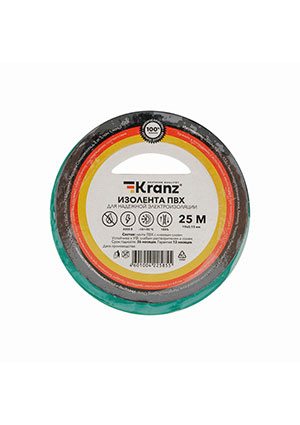 KR-09-2203, Изолента ПВХ 0,13х19мм, 25м, зеленая KRANZ Kranz