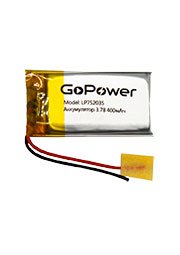  Li-Pol GoPower LP752035 PK1 3.7V 400mAh / (1/20)
