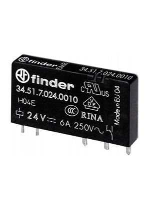 34.51.7.060.0010,  1 . 60VDC, 6A/230VAC SPDT Finder