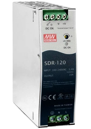 SDR-120-24, AC-DC, 120,  88 264V AC, 47 63 /124 370 DC,  24/5A ( 7,5), .  MEAN WELL