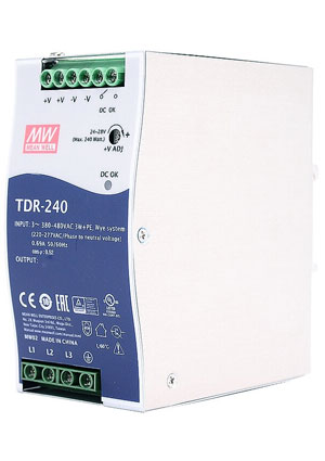 TDR-240-24, AC-DC, 240, , 3- ,  340 550 AC, 47 63/480 780 DC,  24/10A, . Mean Well