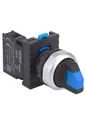 578659, Переключатель без подсветки NP8-10X/216, 2 положения фиксацией, синий, 1НО, IP65 CHINT