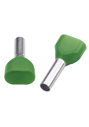 IKY 2x16/14, 572090 Наконечник втулочный 2х16мм2 зеленый L14мм огнестойкий Klemsan