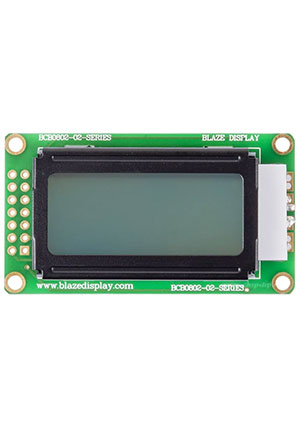 BCB0802-02-Y/G, ЖКИ 8х2 символьный англо-русский с подсветкой BLAZE